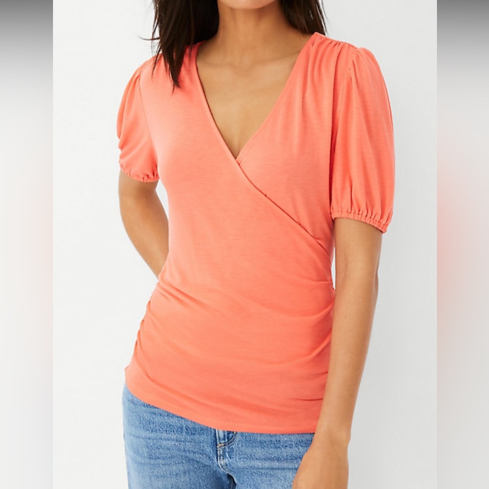 Ann Taylor  Puff Sleeve Wrap Top